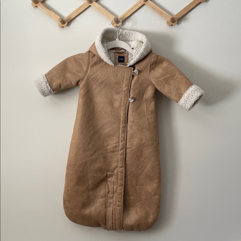 GAP Baby Suede-Look Camel Hooded Bunting